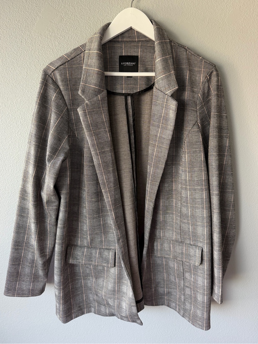 Liverpool Los Angeles gray glen plaid open-front boyfriend blazer Women’s sz XL